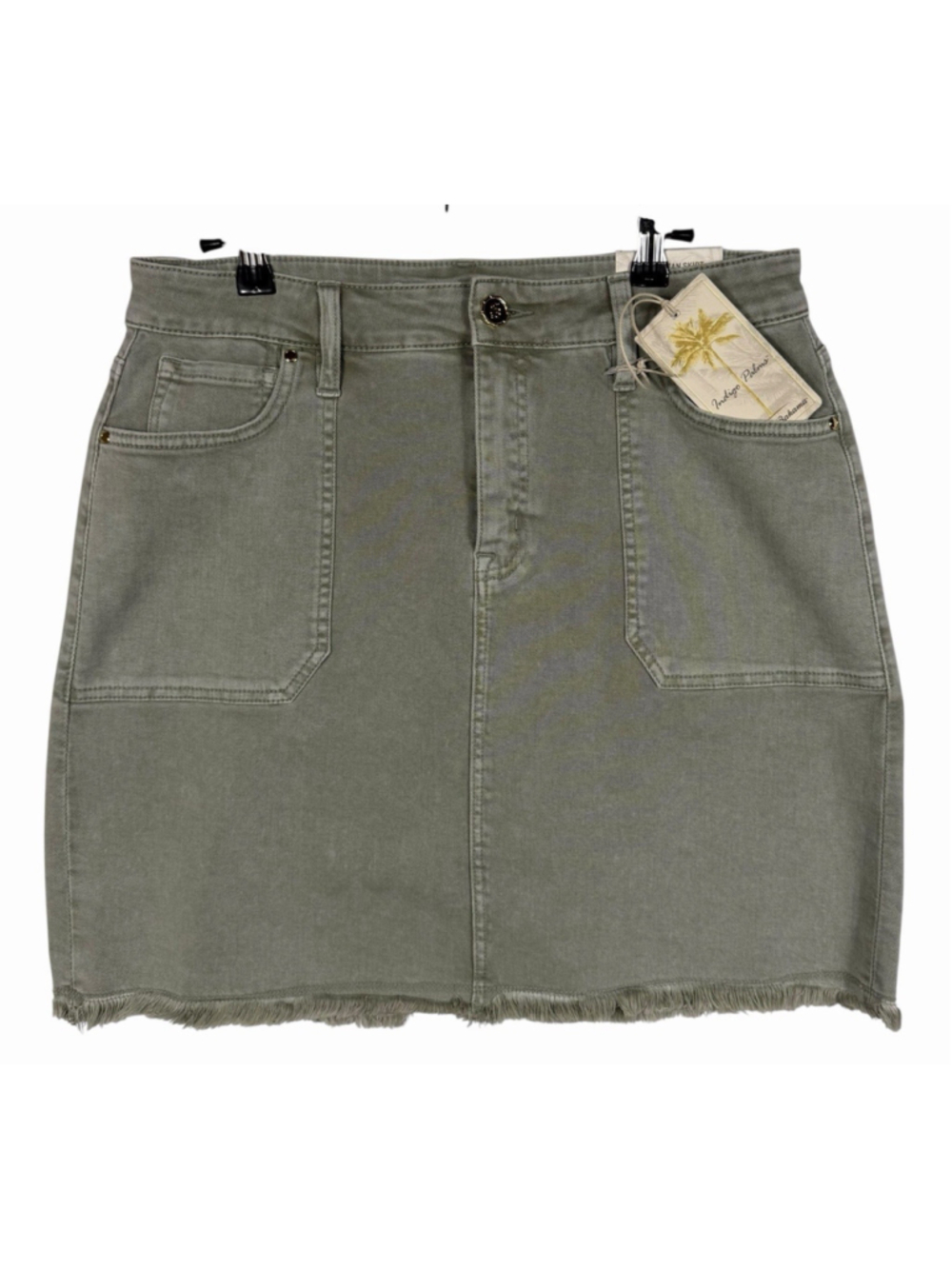 Tommy Bahama Indigo Palms Green Denim Utility Jean Skirt Women's Size 8